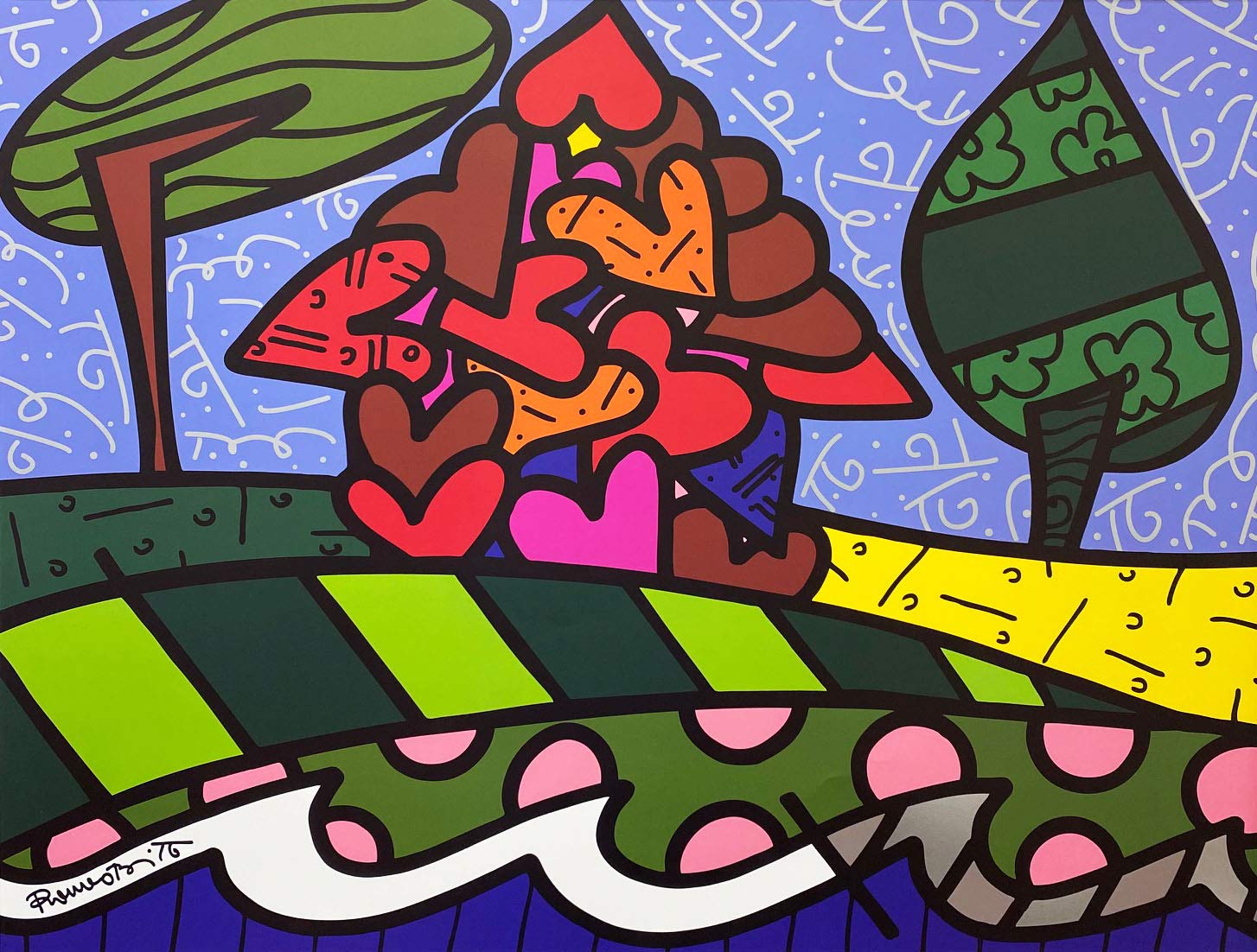 【R&B】Promysc Art Of Love Romero Britto | Framed Pop Art Print by Romero Britto